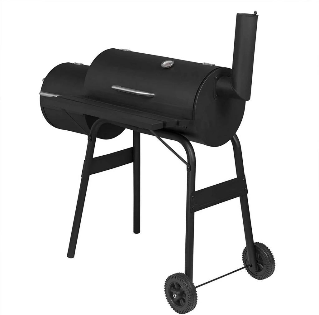 Carrello portacarbone barbecue 2 scomparti con ruote di trasporto nero 19_0000937