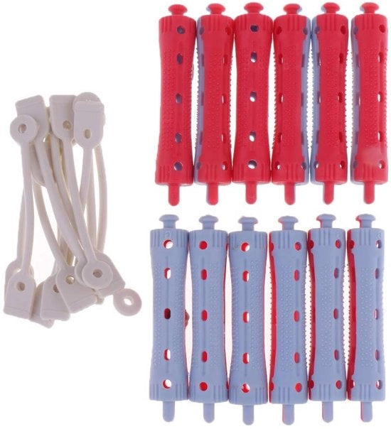 Set di Spille per Capelli 12 pezzi - Stabili per Perm - Accessori per Capelli - Materiale Plastico - 9 x 1,1 cm - Colori Doppia Tessitura - Rotoli per Capelli