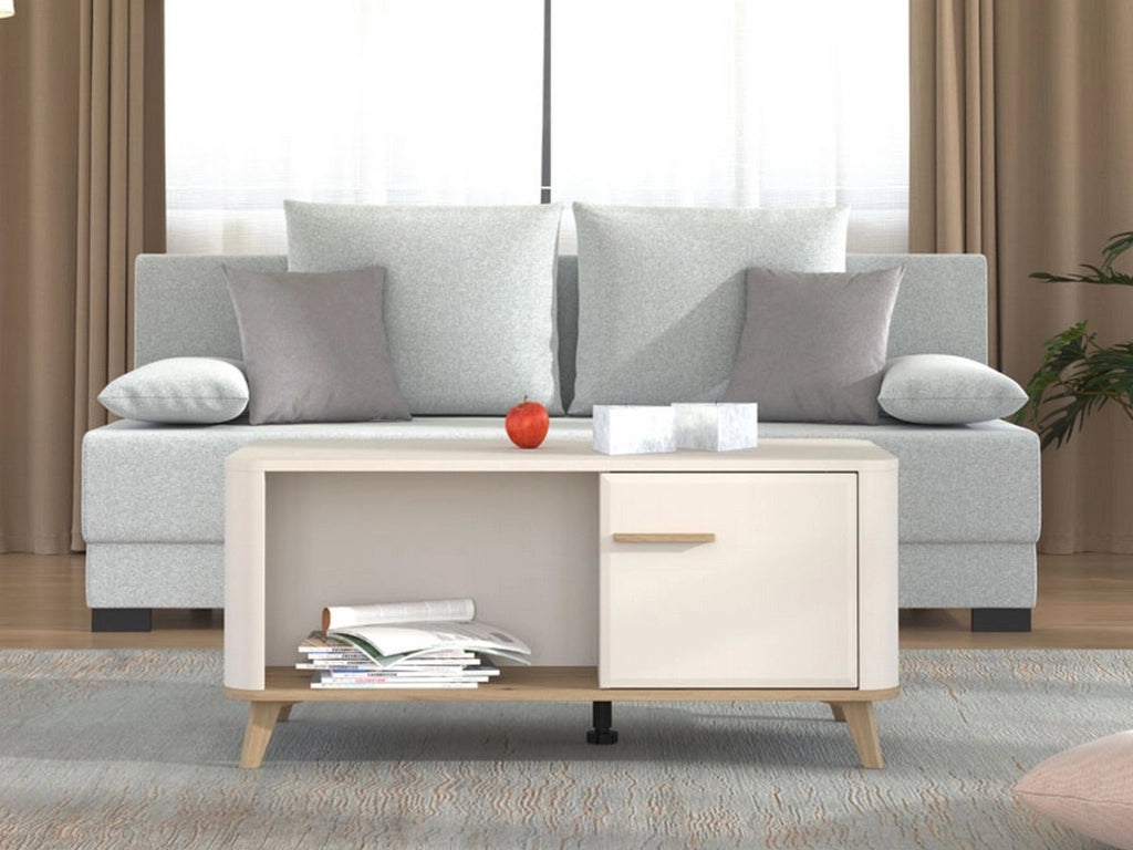 Patu, Tavolino da Salotto con Piedini, 101x54.5x46h cm Beige