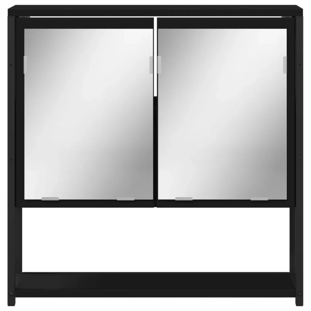 Mobile da Bagno | Armadio da bagno con Specchio Nero 60x16x60 cm Legno Multistrato
