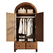 Armadio con 2 ante; 2 cassetti e vano aperto - in legno - 78×45×181 cm - noce