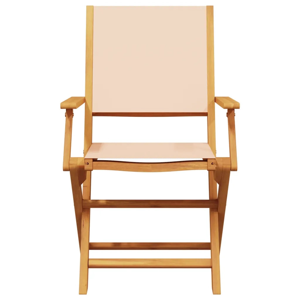 Set Pranzo da Giardino 7 pz Beige in Tessuto e Legno Massello