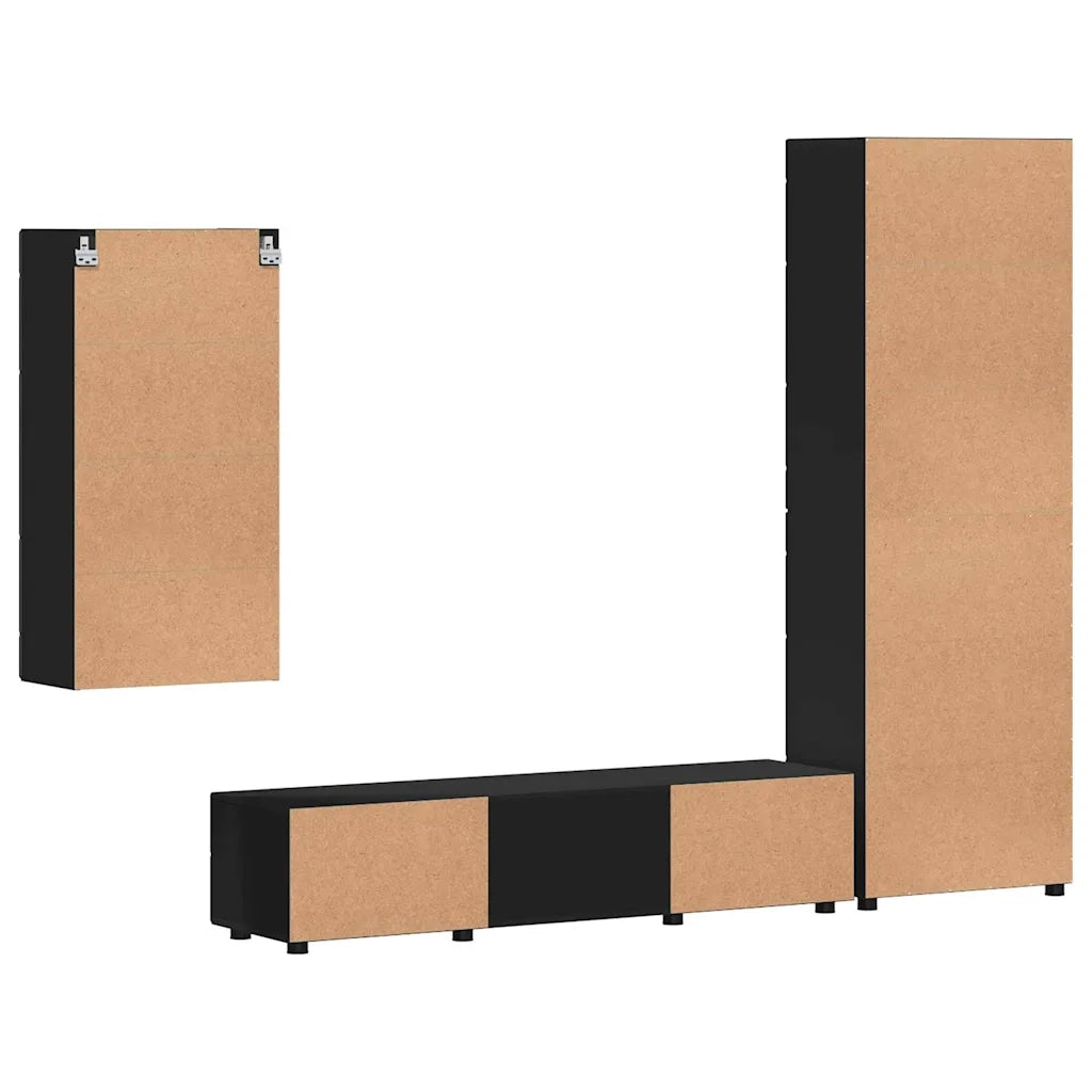 Set mobile TV con cassetto FLORIN 3 pcs Nero Legno multistrato