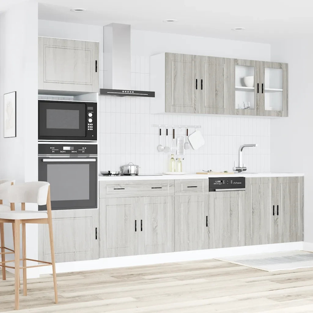 Set Mobili da Cucina 7 pz Kalmar Grigio Sonoma in Truciolato