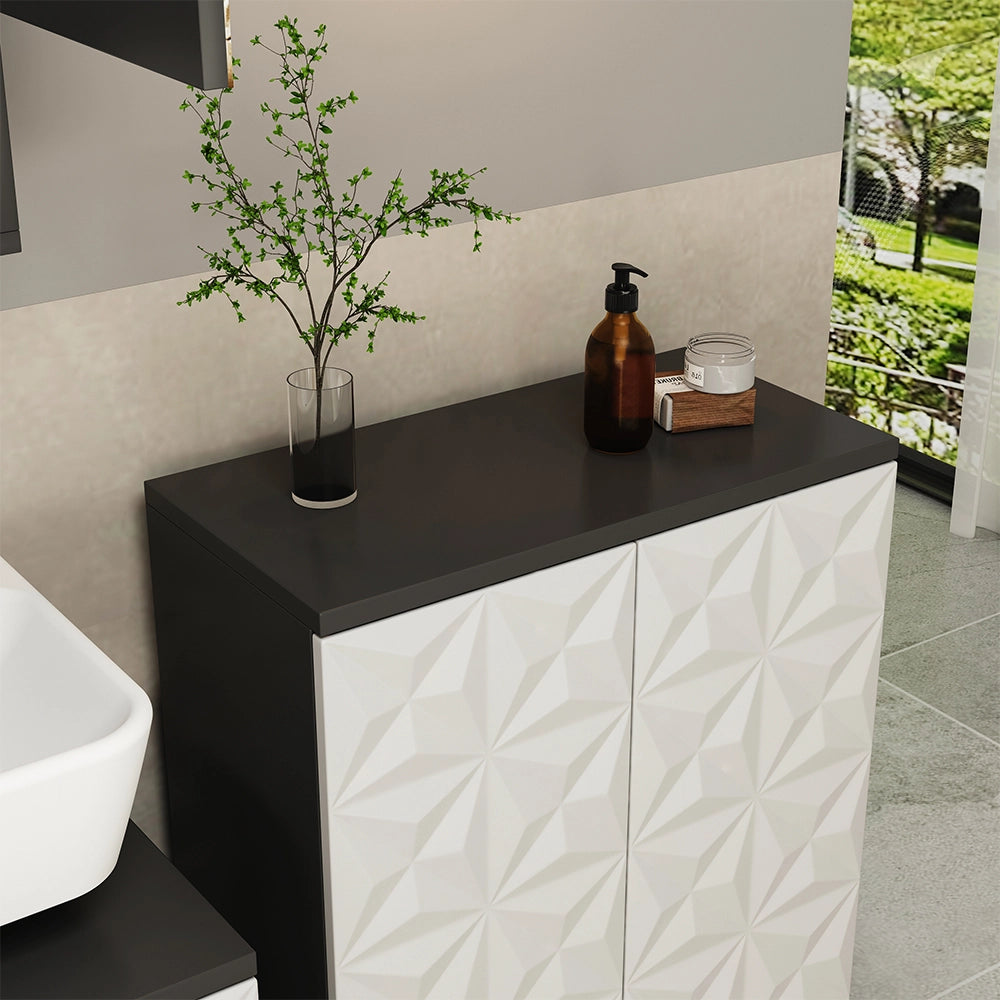 Mobiletto bagno Edge Nero 60 x 79.5 cm con 2 ante e 3 scomparti Vicco