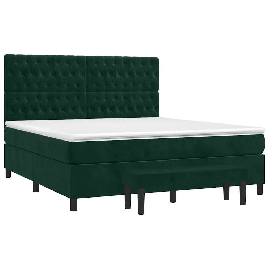 Giroletto a Molle con Materasso Verde Scuro 180x200 cm Velluto