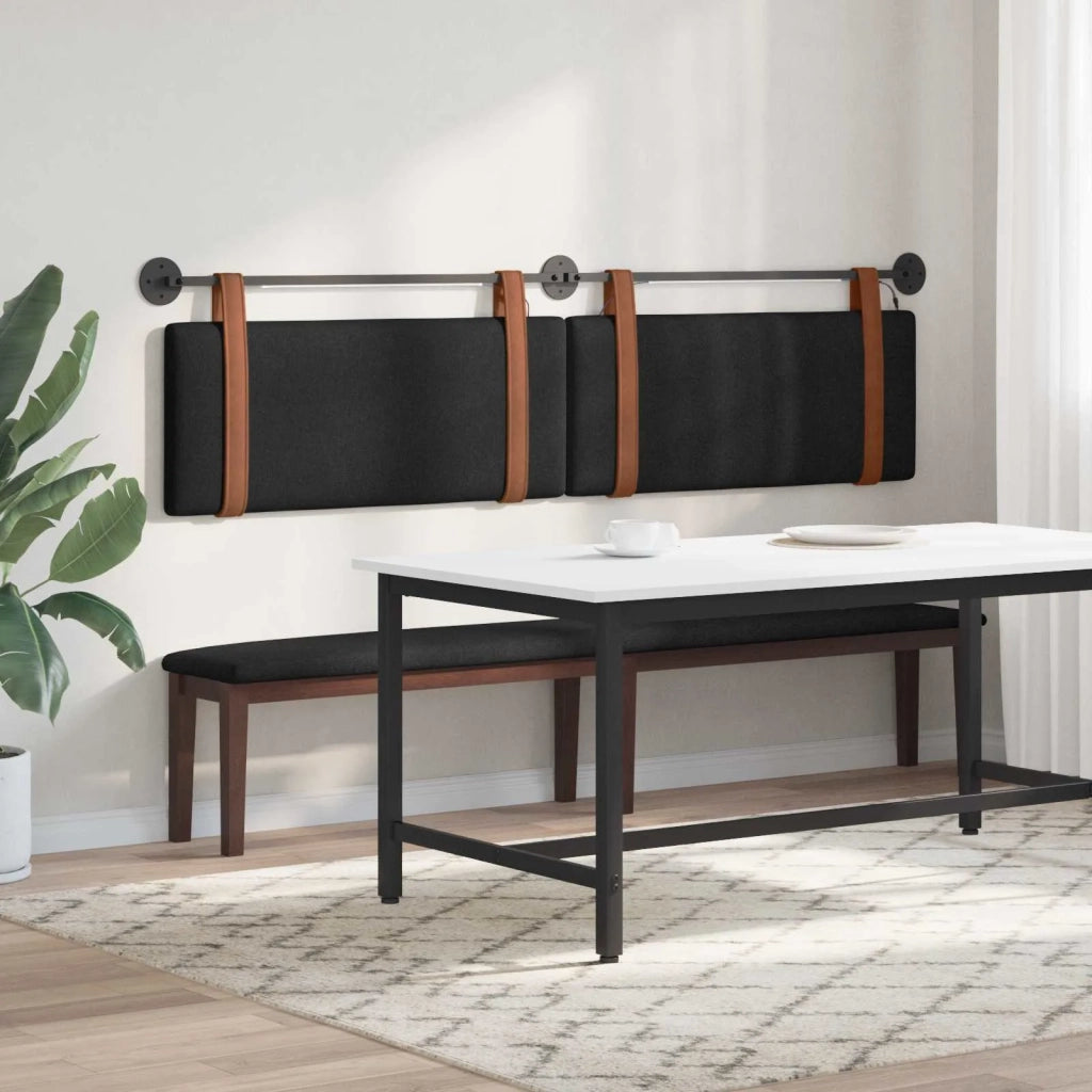 Testiera sospesa Con luce LED Nero PU Antico