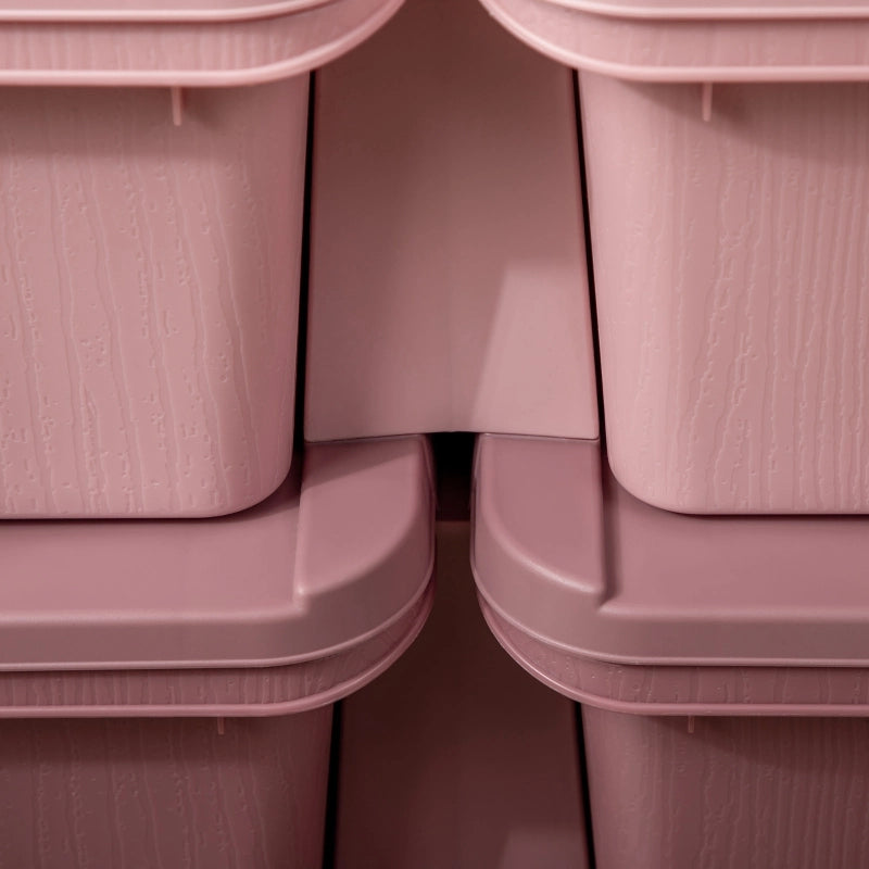 Cassettiera portaoggetti in plastica per bambini, 6 cassetti, colore rosa, con seduta integrata