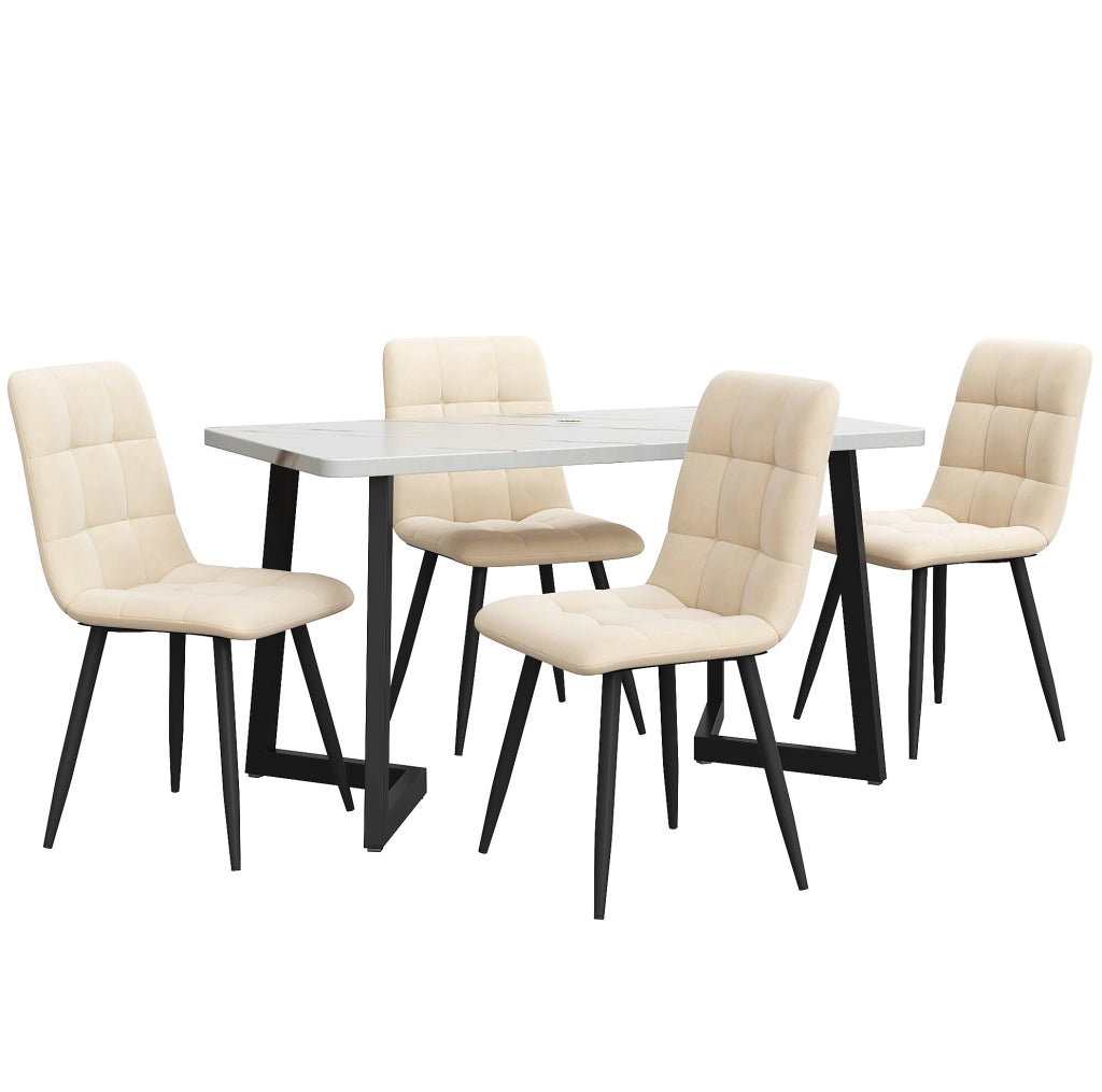 Set tavolo e 4 sedie 117x68 cm moderno; MDF; beige