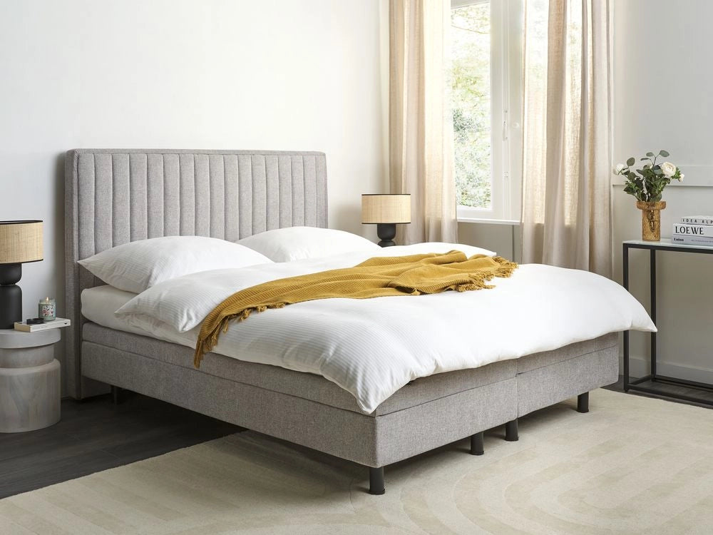 Letto Tessuto Grigio Chiaro Elettrico Regolabile con Telecomando 160 x 200 cm