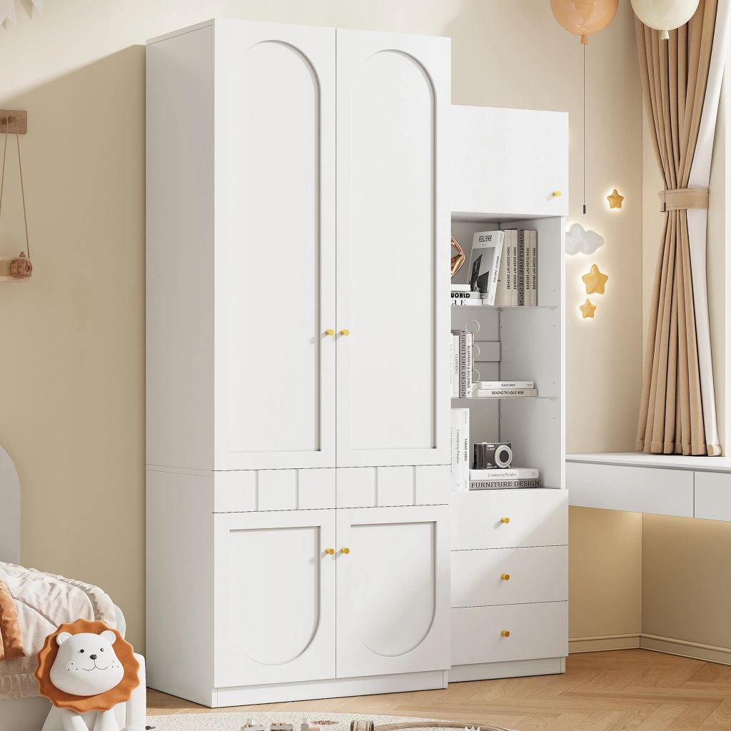 Set Armadio 2 Ante e Vetrina ¨C MINIMAL ¨C Bianco, 80x50x200 cm