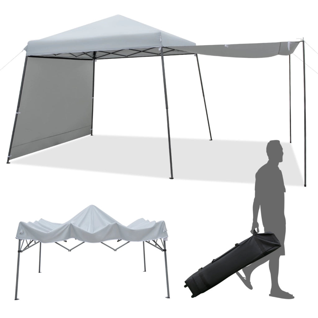 Gazebo pieghevole 3x3m con pareti e borsa a ruote, Gazebo da giardino impermeabile e protettivo da sole Grigio-Gazebo