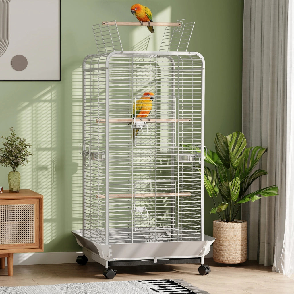 Gabbia per Uccelli con Ruote ¨C Zephmum ¨C Grigio 79x73x146 cm