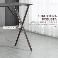 Bancone Bar Tavolo Alto Stile Industriale Effetto Marmo, Legno e Acciaio 120x60x102 cm, Nero