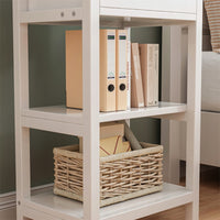 Tavolino da notte in legno con cassetto e 2 ripiani, stile loft moderno, 45 cm