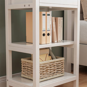 Tavolino da notte in legno con cassetto e 2 ripiani, stile loft moderno, 45 cm