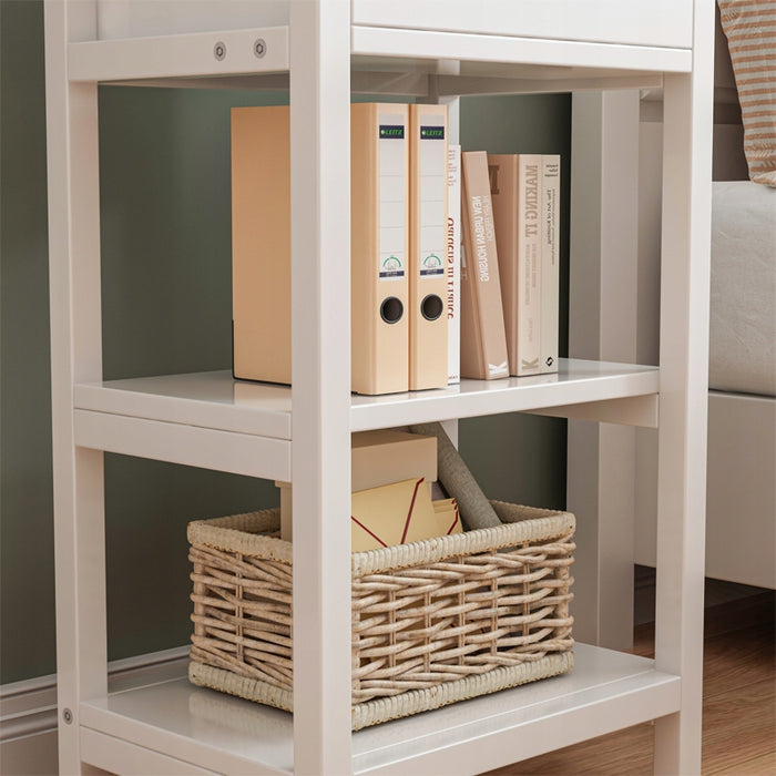 Tavolino da notte in legno con cassetto e 2 ripiani, stile loft moderno, 45 cm