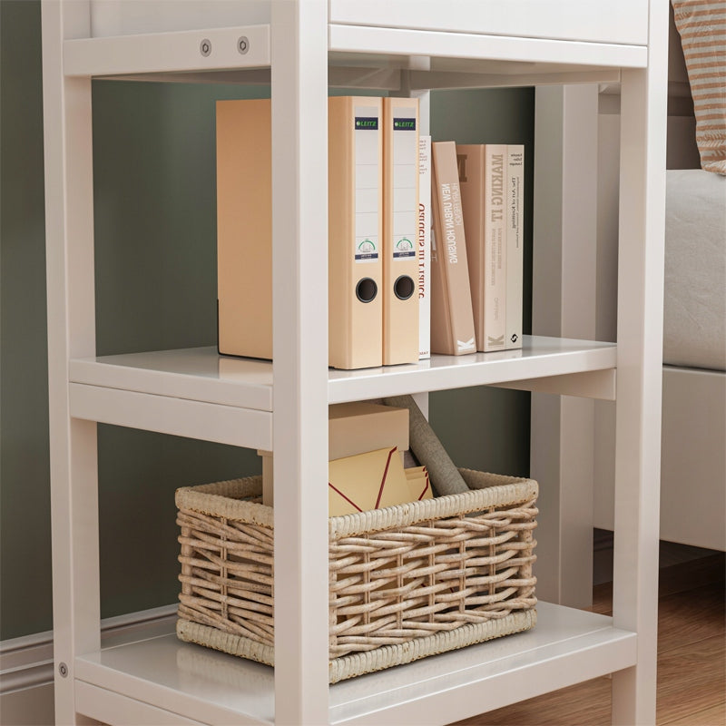 Tavolino da notte in legno con cassetto e 2 ripiani, stile loft moderno, 45 cm