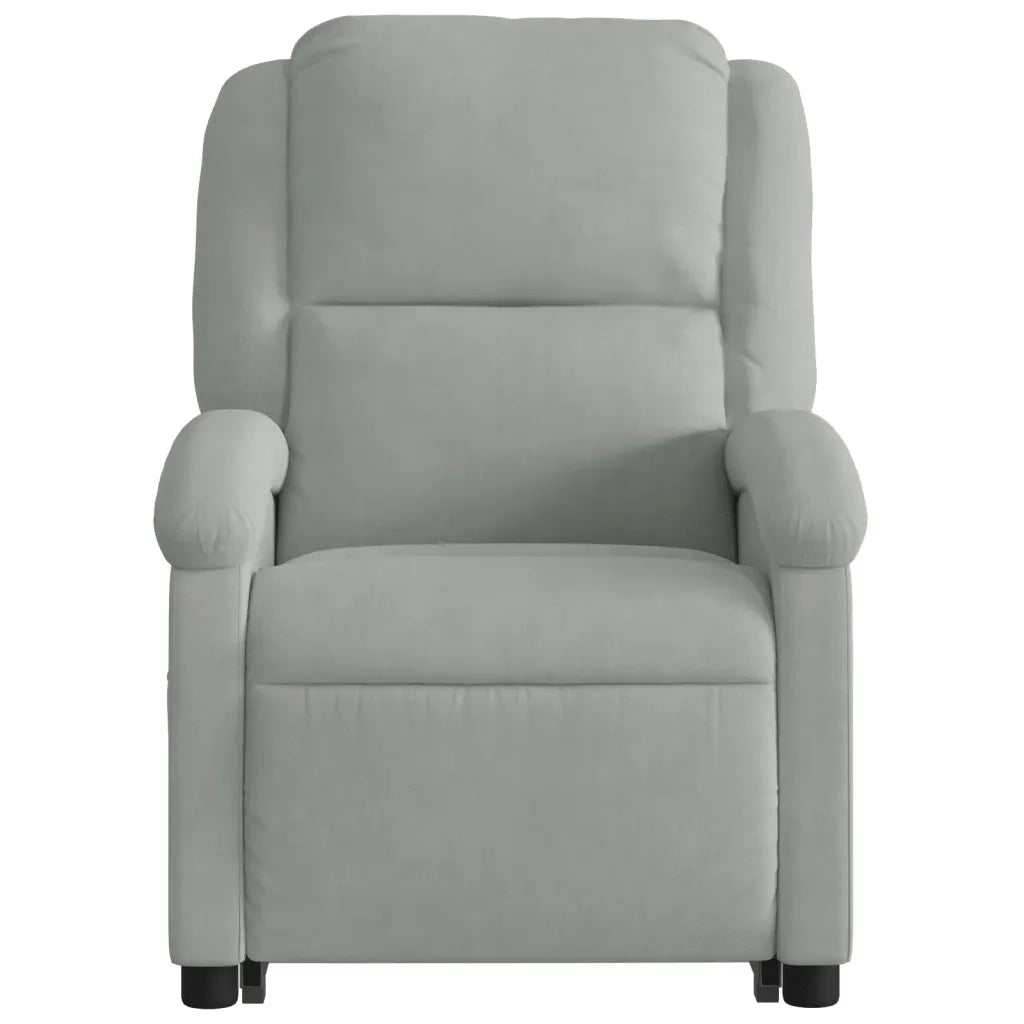 Divano Sedia-Poltrona Alzapersona Reclinante Elettrica Grigio Chiaro Velluto