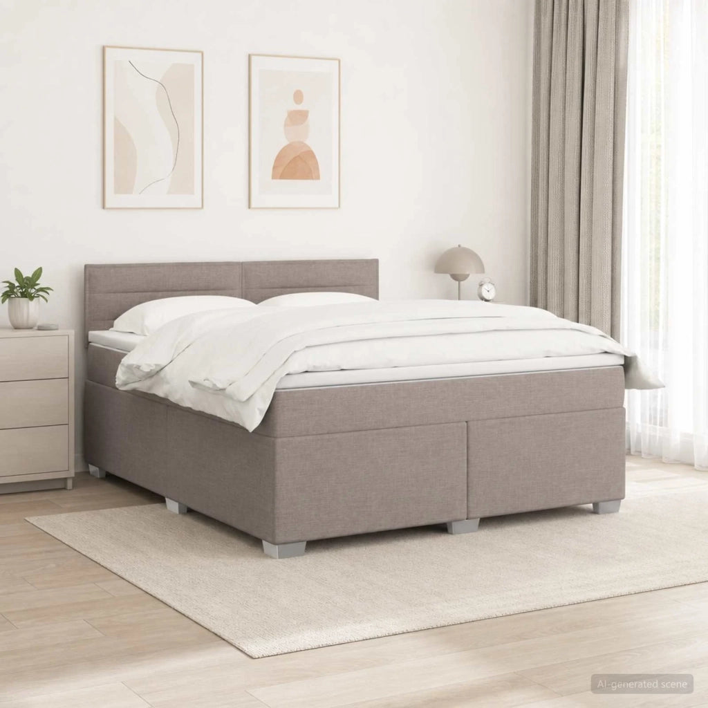 Letto con Box Spring, Materasso e LED Tortora 140 x 200 cm 3451956