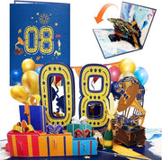 Carta di auguri 3D di compleanno premium per 80 anni per uomini e donne - per famiglia, amici, bambini - effetto sorpresa - saluti festivi
