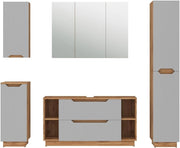 Set di mobili da bagno Lotta, Rovere/grigio a righe, 5 parti