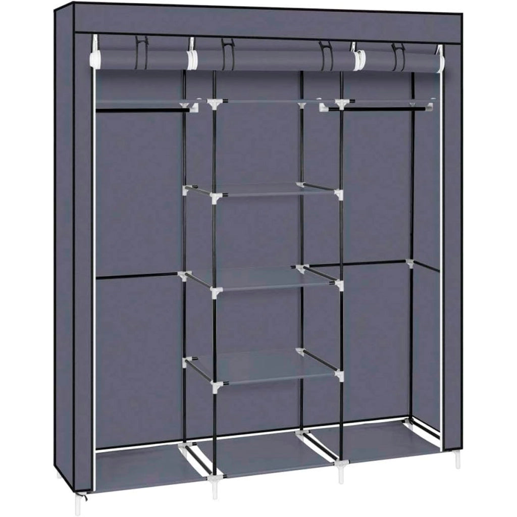 Guardaroba in tessuto Nyana Home 170x150x45cm, 3 ante, 7 fori, 1 armadio Grigio