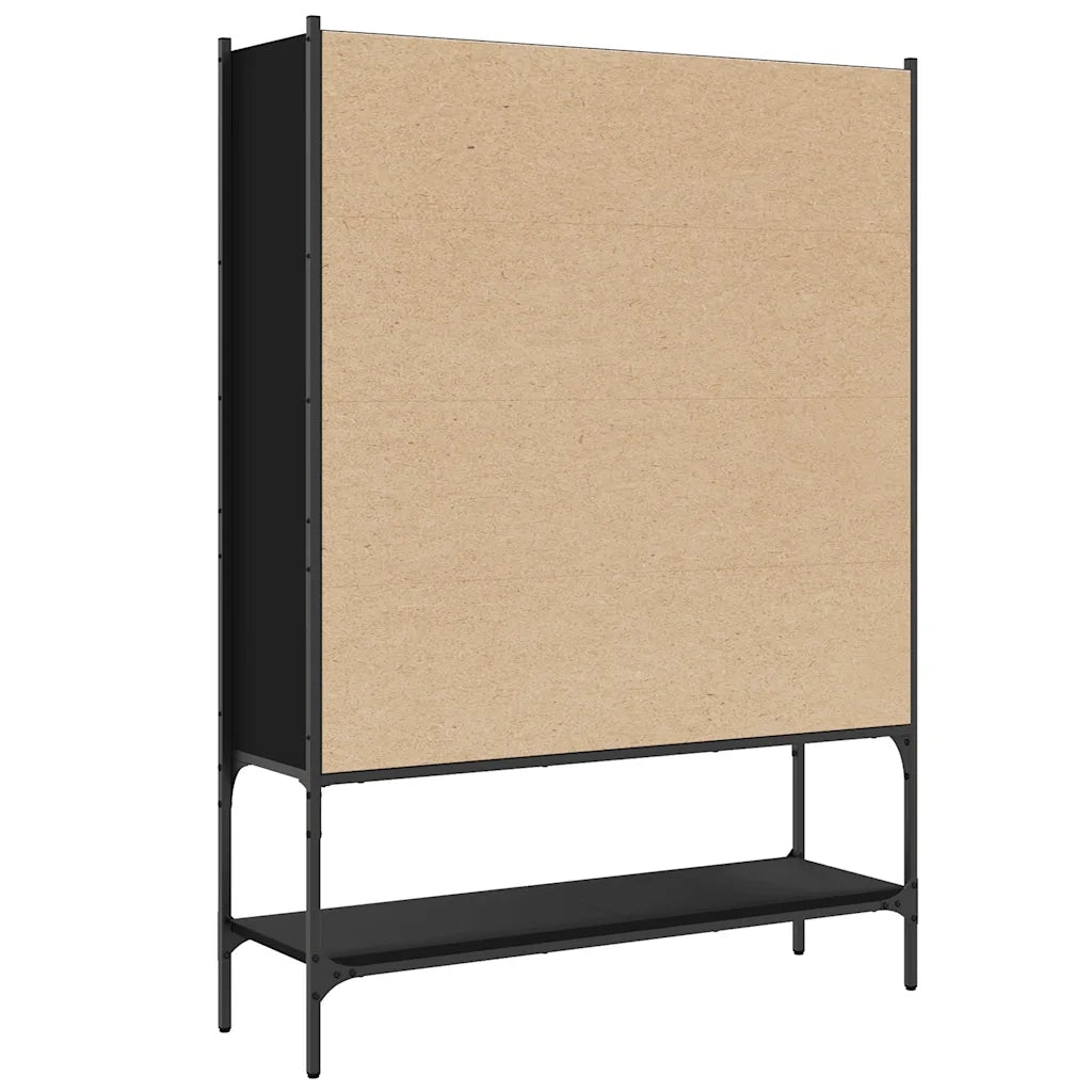 Libreria-Scaffale per Libri-Mobile di Stoccaggio Nera 102x30x141,5 cm in Legno Multistrato