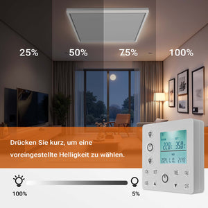 Riscaldamento a soffitto 370 W, pannello per riscaldamento a infrarossi con luce LED e termostato, 65,5 x 63 x 3,5 cm
