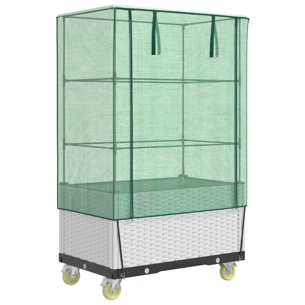 Letto Rialzato con Copertura e Ruote Effetto Rattan 80x50x182cm 4015850