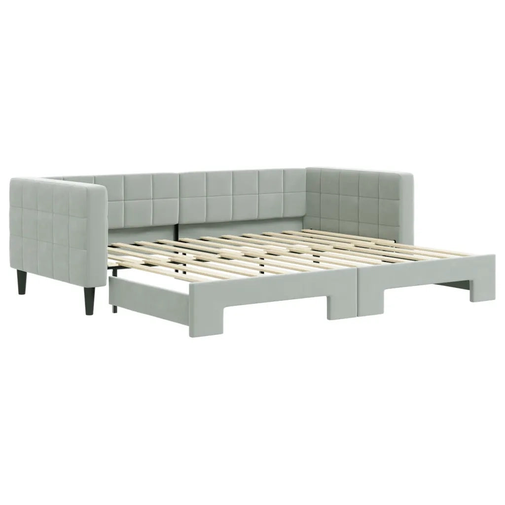 Divano Letto con Letto Estraibile Grigio Chiaro 90x200 Velluto 3196691