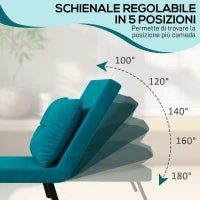 Poltrona Letto 3 in 1 con Schienale Reclinabile in 5 Posizioni e Cuscino, 63x73x81 cm, Blu Scuro