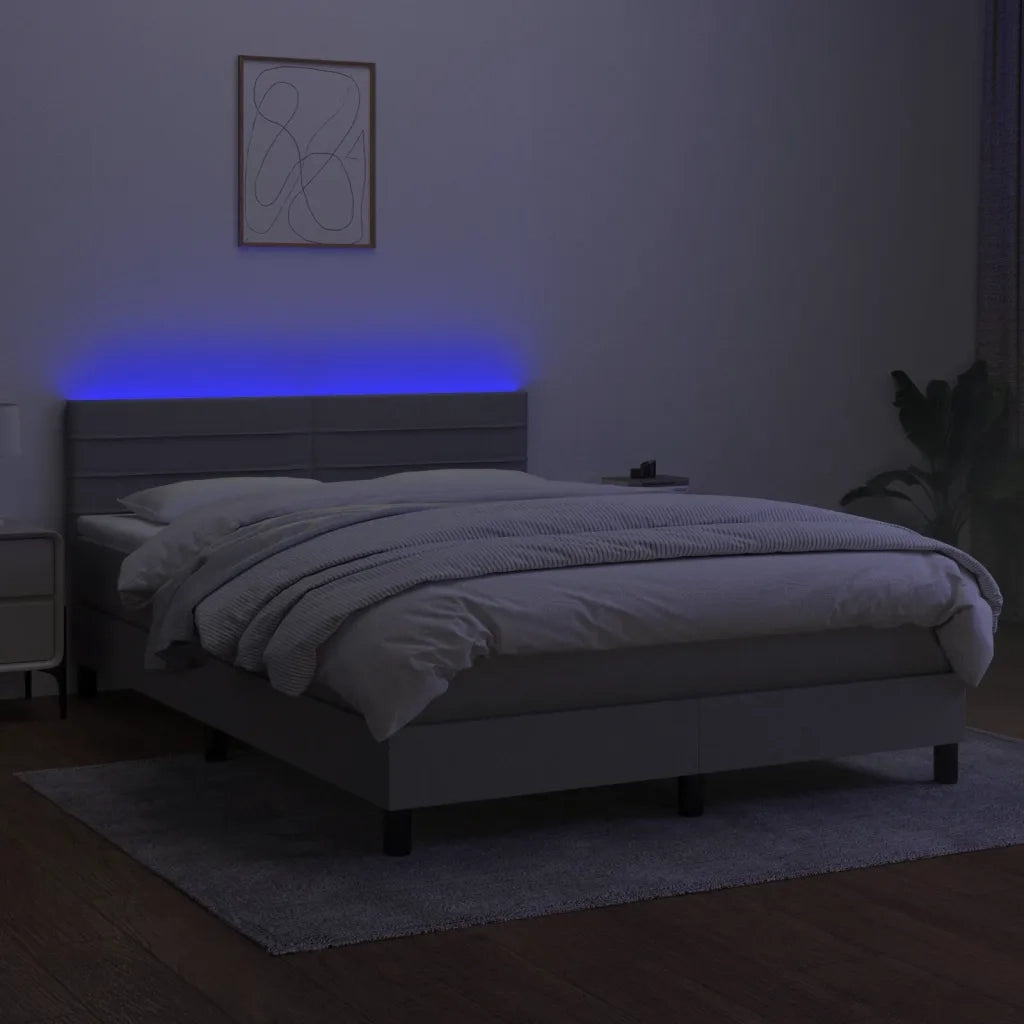 Letto a Molle Materasso e LED Grigio Chiaro 140x190 cm Tessuto 3133229