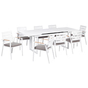 Set da pranzo metallo nero grigio con cuscini di seduta in alluminio 8 sedie
