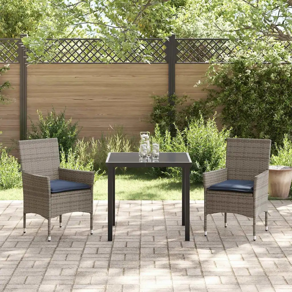 Set di tavolo e sedie con cuscino 3 pcs Grigio Rattan in PE 3379828