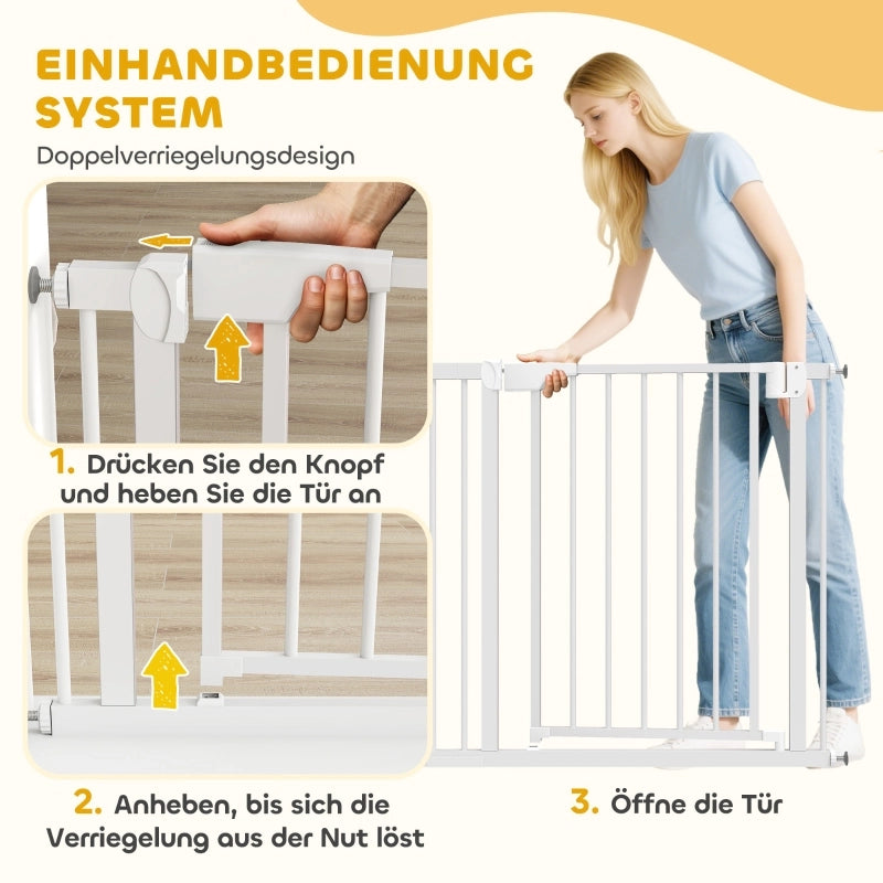 Cancelletto di sicurezza per scale, senza foratura, con chiusura automatica per bambini, cucina, scale, 76-89 x 76 cm, bianco