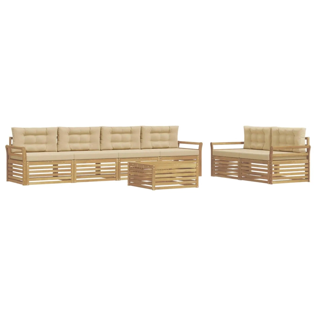 Set di divani da esterno 7 pcs Bianco e Beige 3390088