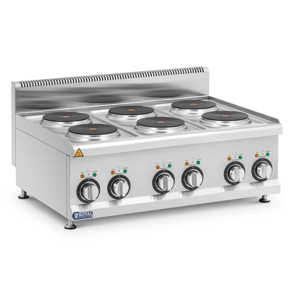Cucina elettrica professionale 12 kW 6 fuochi 90 x 65 cm acciaio inox 14_0008809
