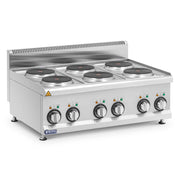 Cucina elettrica professionale 12 kW 6 fuochi 90 x 65 cm acciaio inox 14_0008809