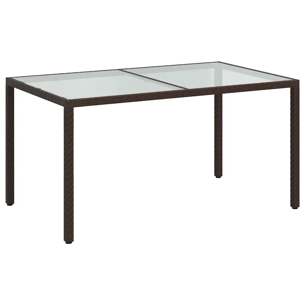 Tavolo Giardino 150x90x75cm Vetro Temperato Polyrattan Marrone cod mxl 34424