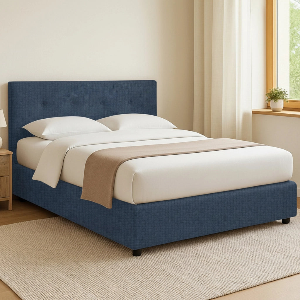 Oxford, Letto Matrimoniale Sfoderabile Made in Italy, blu
