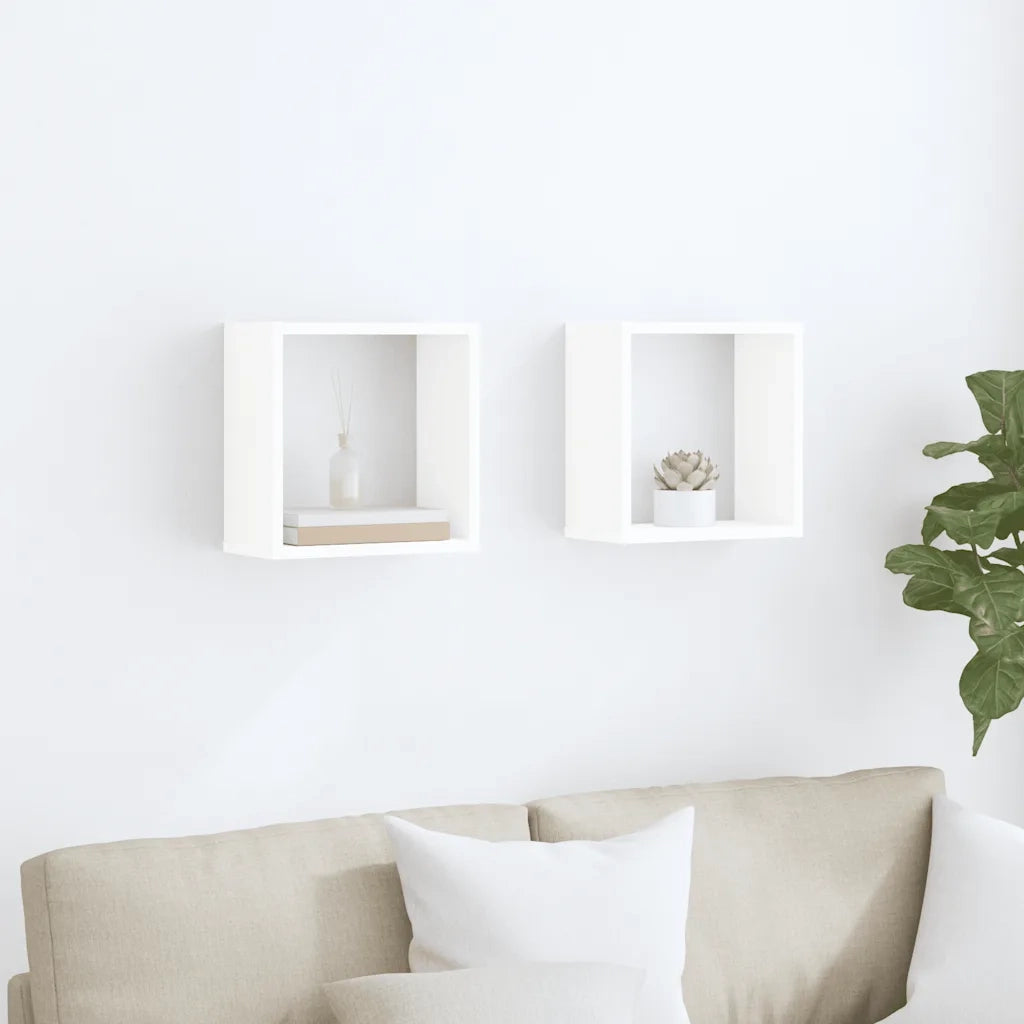 Mensole Parete a Cubo 2 pz Bianche 30x15x30cm 806998