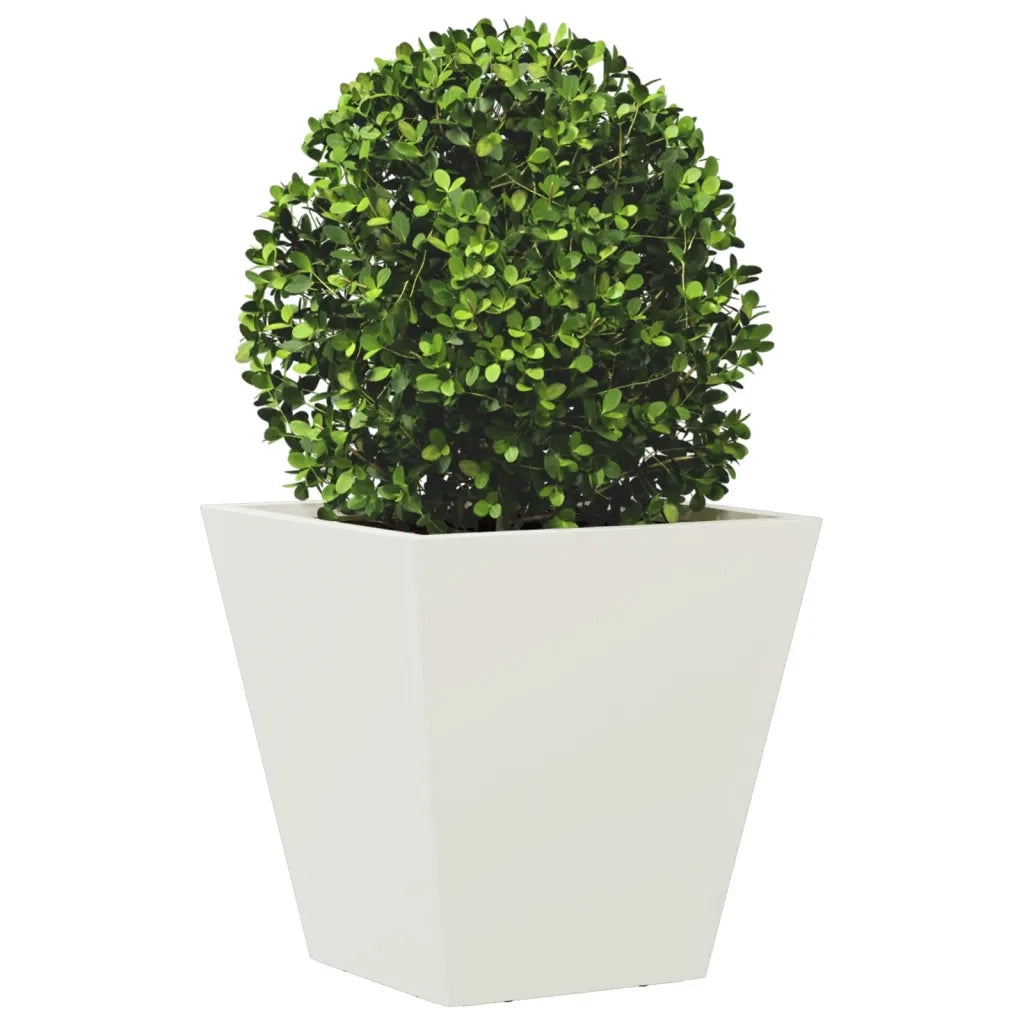 Fioriere da Giardino 2 pz Bianche 30x30x30 cm in Acciaio