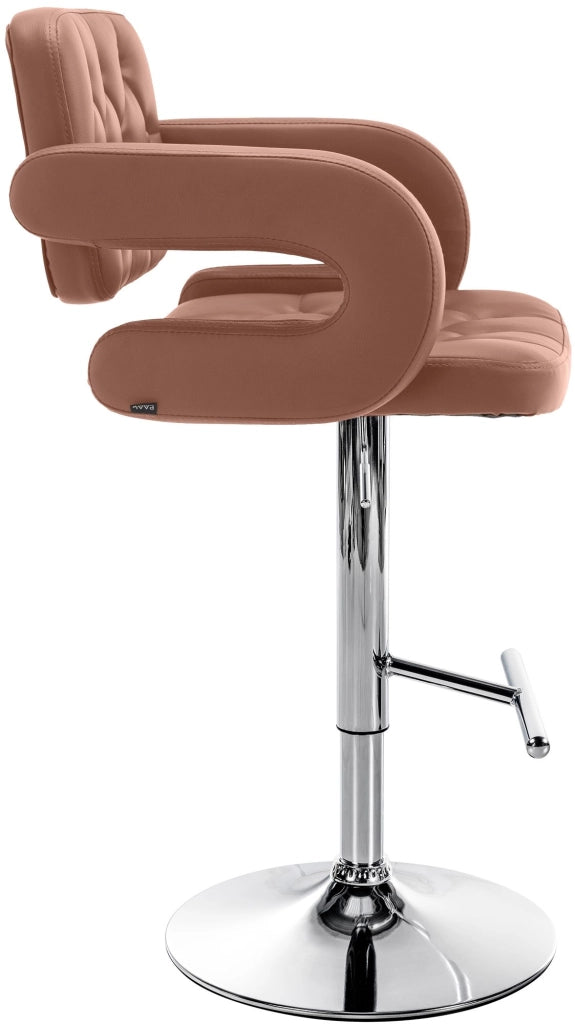 Sgabello Dublin in similpelle cognac,cromo