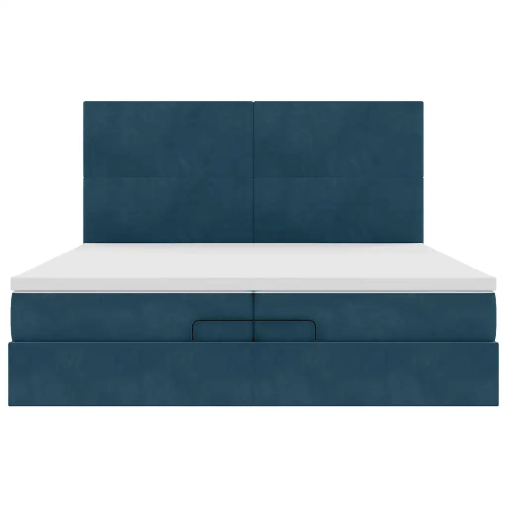 Pouf Letto con Materassi e LED Blu Scuro 200x200cm Velluto 3314274