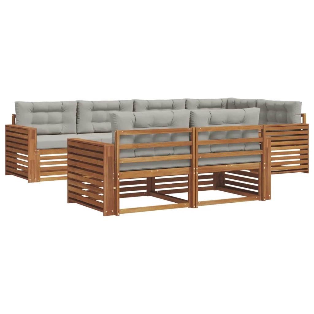 Set di divani da esterno 7 pcs Grigio Naturale e Chiaro 3373616