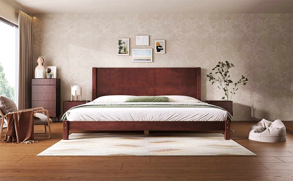 Letto matrimoniale in legno con testiera e doghe, 180x200 cm, marrone