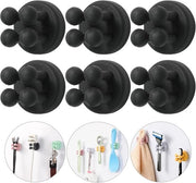 6 pezzi di supporti per spazzola da denti in silicone - supporto per spazzola da denti - multifunzionale gancio - supporto per raschietto idrorepellente - adesivo autoattacco per parete - unico gancio - per bagno, cucina, soggiorno, ufficio (Nero)