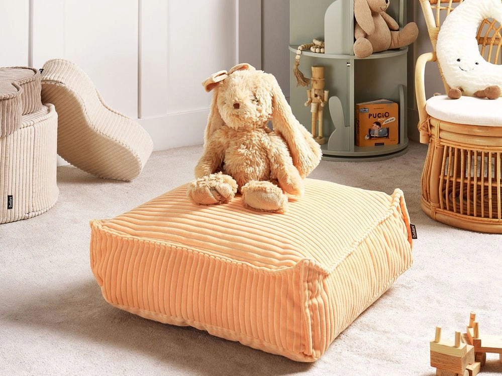 Cuscino da terra Rosa Pesca Cotone 55 x 55 x 20 cm Quadrato Tessuto Velluto Struttura a coste Pouf da seduta