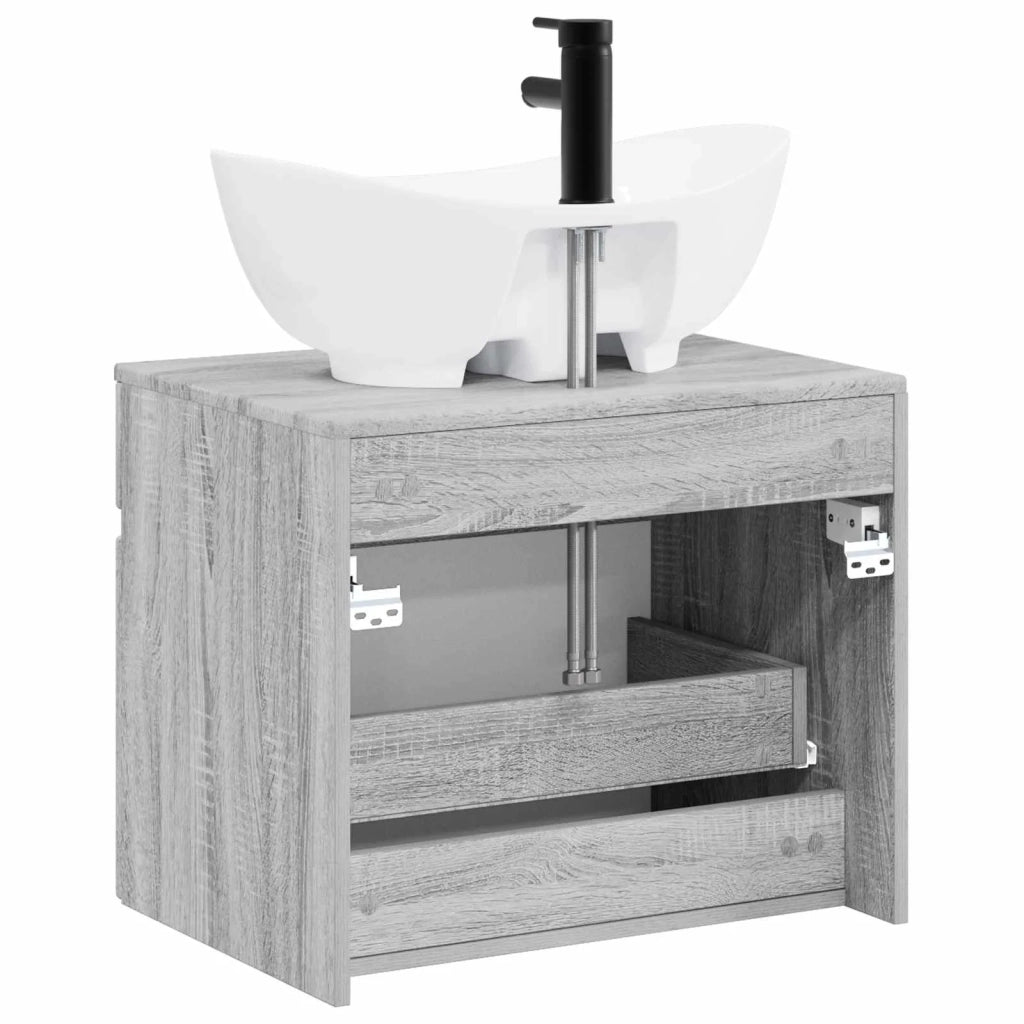 Set di mobili per il bagno Sonoma grigio Legno ingegnerizzato 3404316